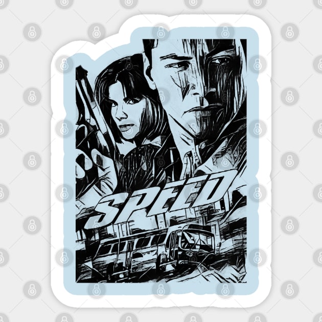 speed movie Sticker by RetroScribbles